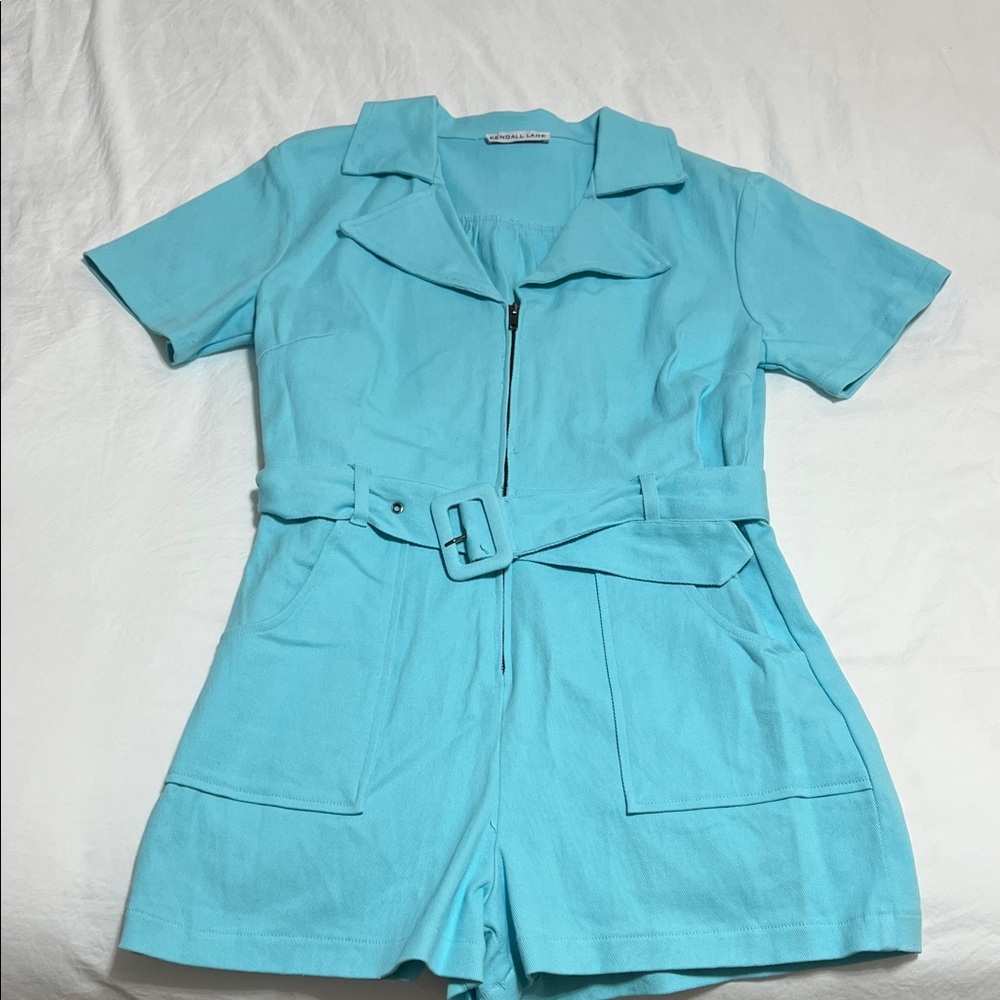 Stylish Blue Jumpsuit with Belt